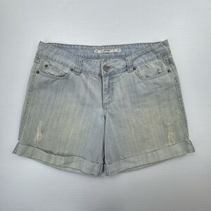 Grane Juniors 13 Distressed Denim Shorts Light Wash Rolled Cuff Y2K
